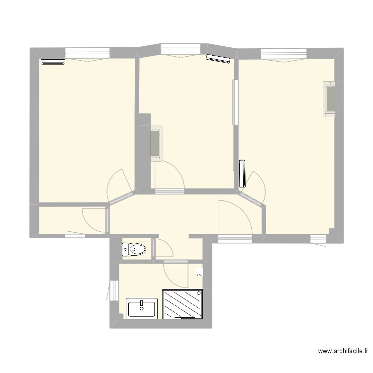 appart 1. Plan de 6 pièces et 49 m2