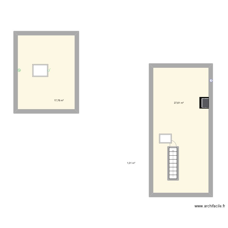 Etage. Plan de 3 pièces et 48 m2