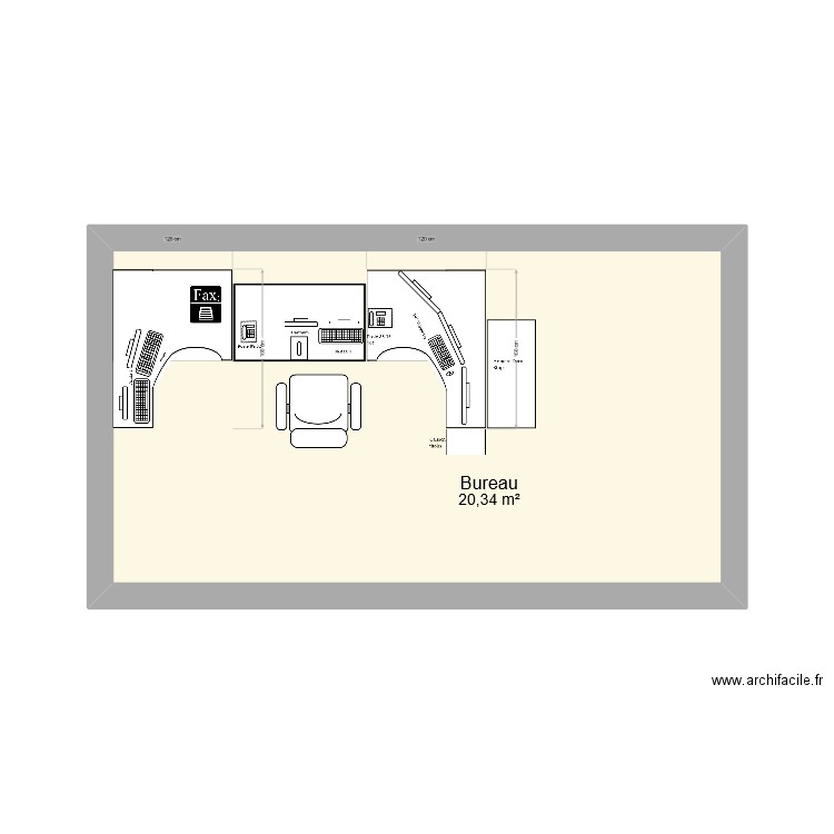 Projet pupitres BRIA. Plan de 1 pièce et 20 m2