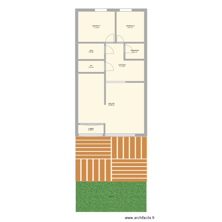 c h ar el. Plan de 8 pièces et 77 m2