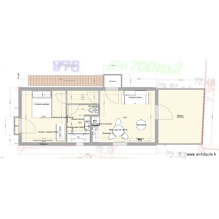 plan 08 07 . Plan de 11 pièces et 76 m2