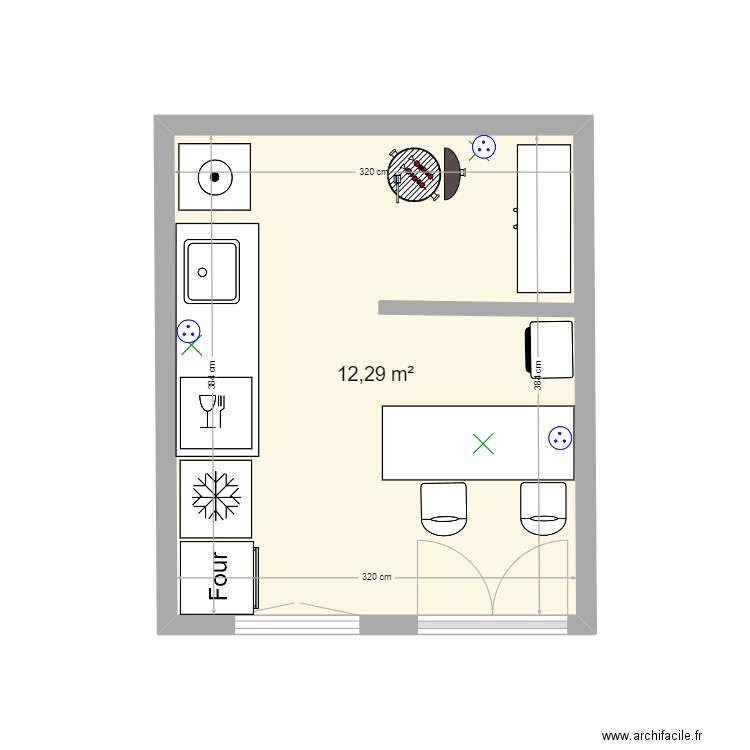 THIERRY FEBVAY. Plan de 1 pièce et 12 m2