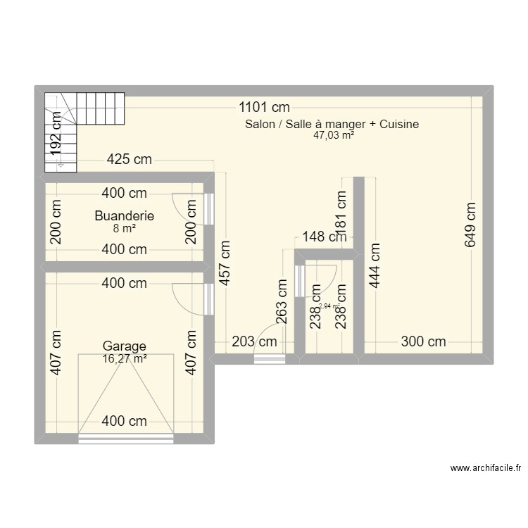 Maison. Plan de 4 pièces et 74 m2