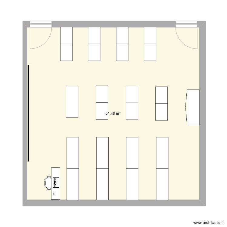 classe D. Plan de 1 pièce et 51 m2