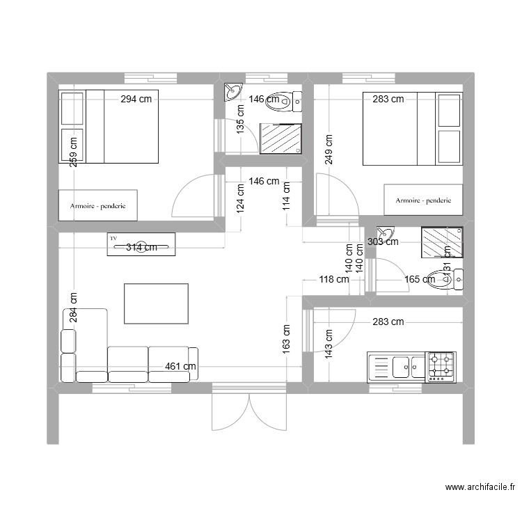 Position étage Marilène Collard. Plan de 5 pièces et 39 m2