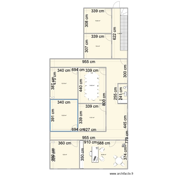 Plan bureau étage . Plan de 11 pièces et 158 m2