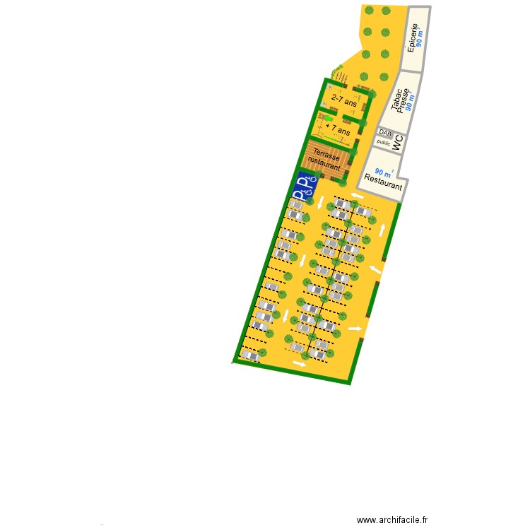 jardin 45bb. Plan de 3 pièces et 266 m2