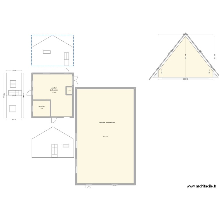 plan atelier st jean. Plan de 5 pièces et 231 m2