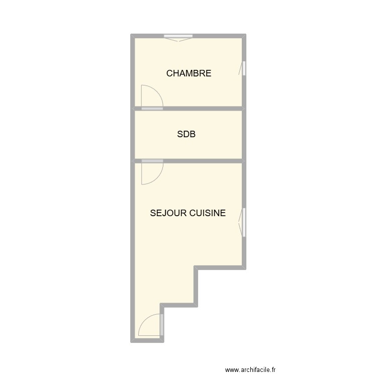 1 ETAGE PROMENADE. Plan de 3 pièces et 21 m2