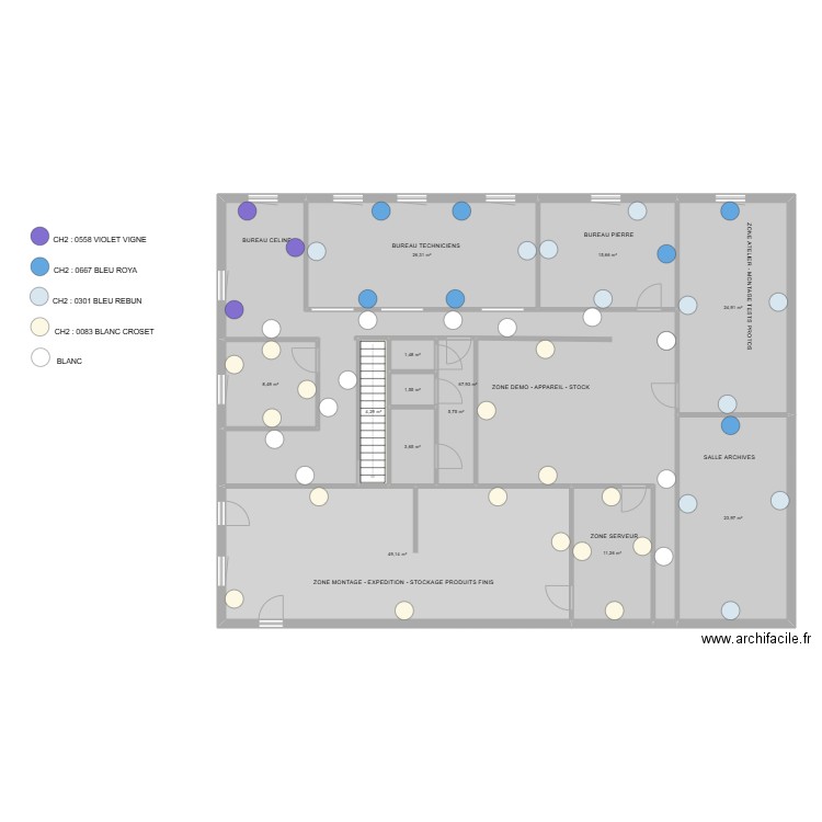 Bureaux Bas - PEINTURES. Plan de 13 pièces et 244 m2