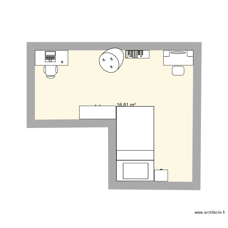 Plan chambre début 2025. Plan de 1 pièce et 17 m2