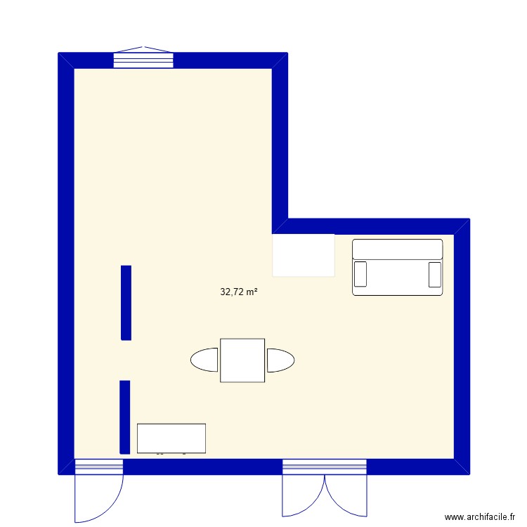 GIOUX. Plan de 1 pièce et 33 m2