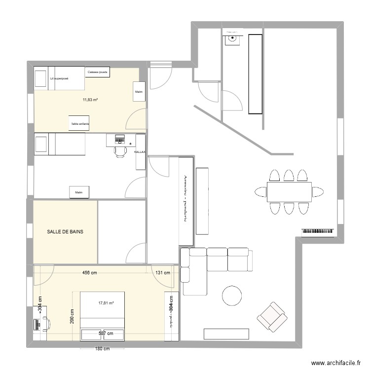 ST GENIS. Plan de 3 pièces et 36 m2