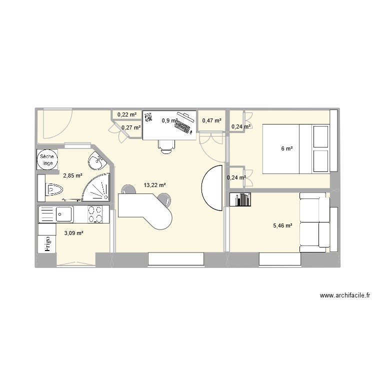 Plan 2. Plan de 11 pièces et 33 m2