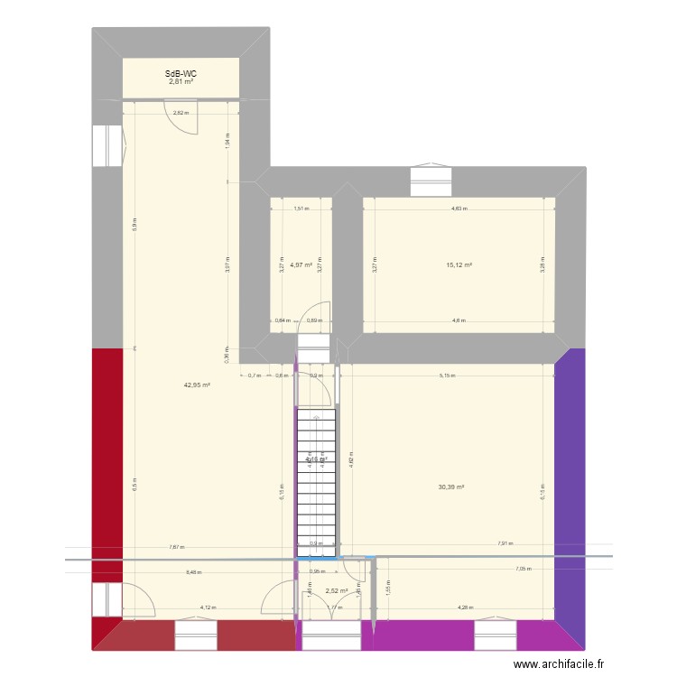 Indivision,RdC-1. Plan de 7 pièces et 103 m2