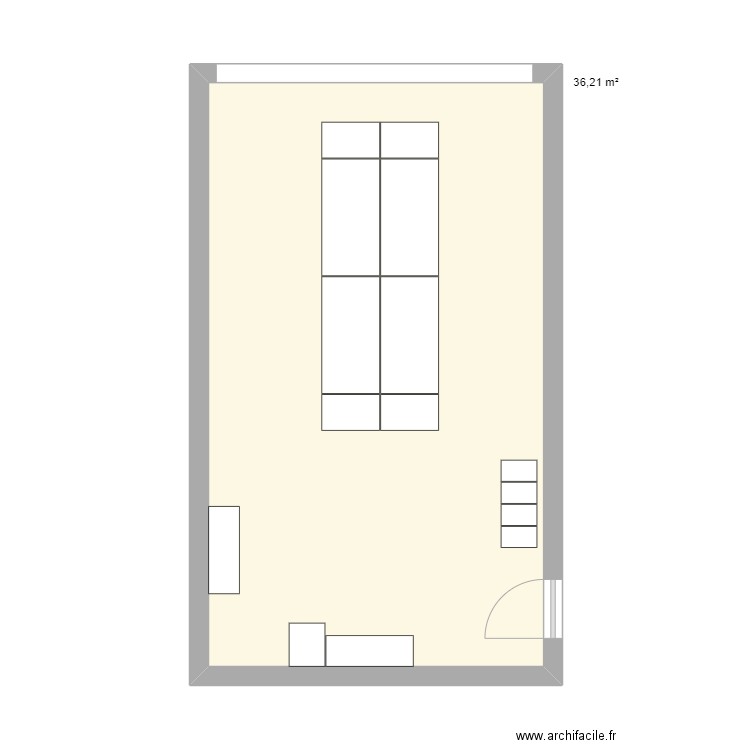 rdc. Plan de 1 pièce et 36 m2