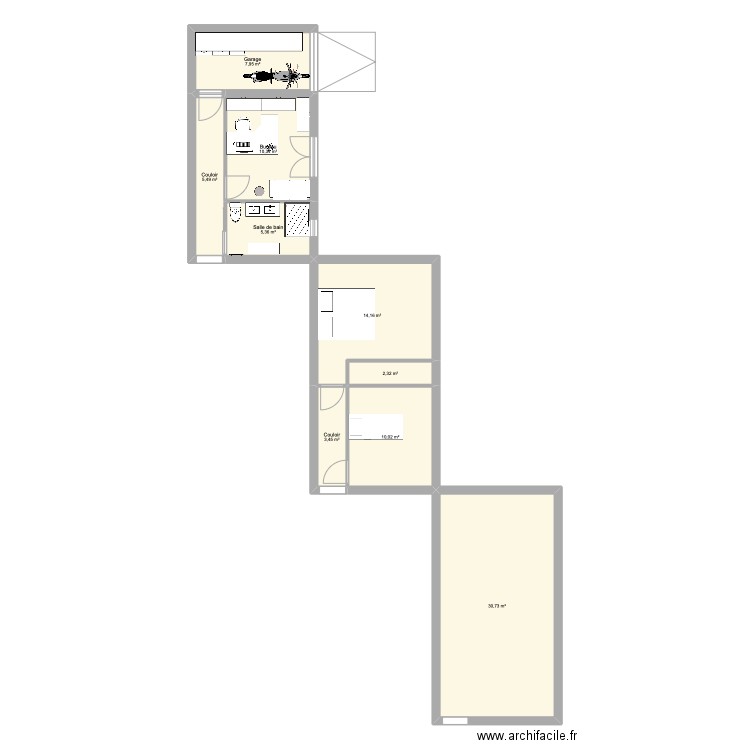 EXTENTION MAISON LAU&AL. Plan de 9 pièces et 90 m2