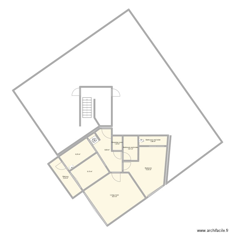 gd52s. Plan de 9 pièces et 73 m2