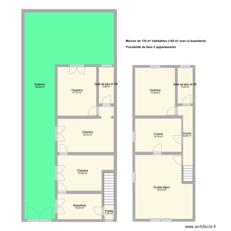 MORISY Simon. Plan de 14 pièces et 231 m2