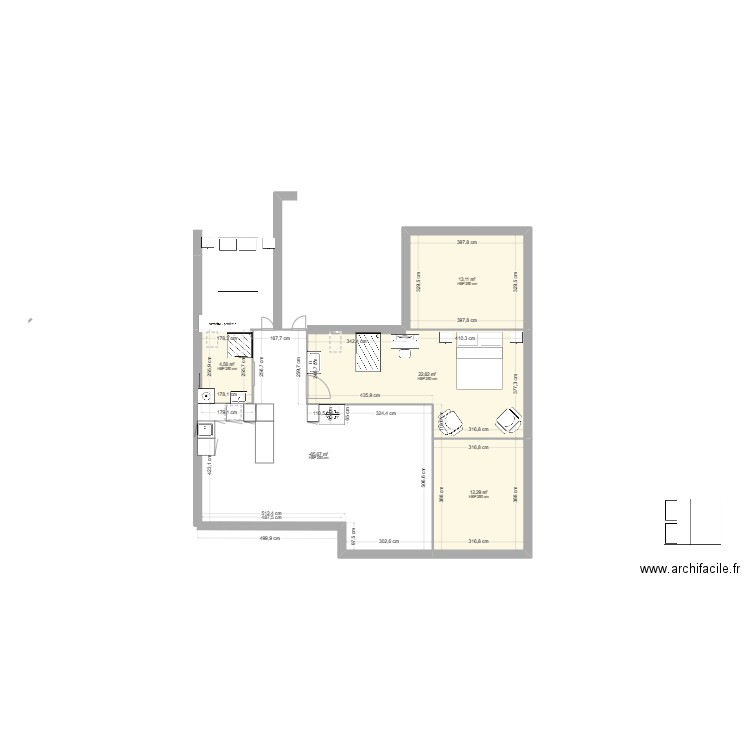 projet v2 extension faux. Plan de 5 pièces et 93 m2