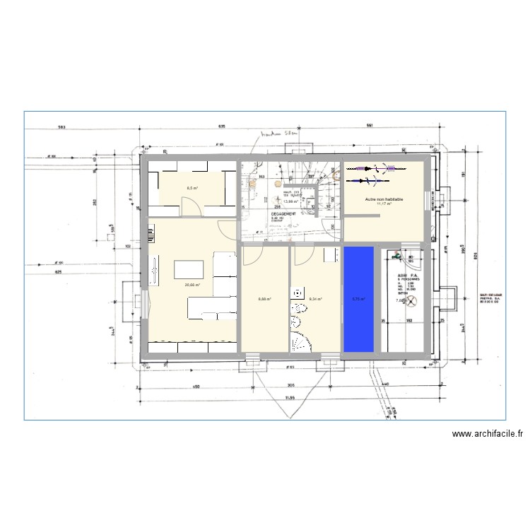 Corsy2. Plan de 8 pièces et 86 m2