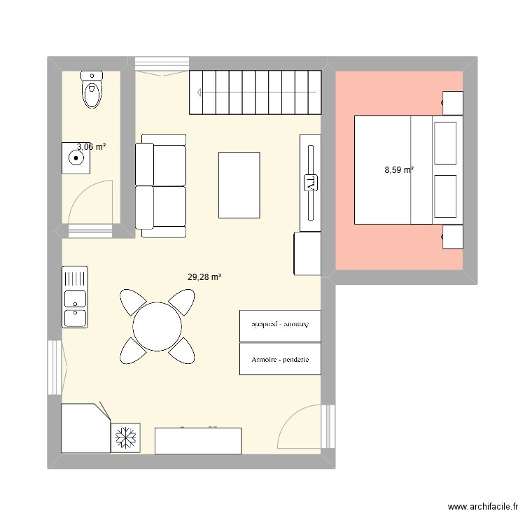 302. Plan de 3 pièces et 41 m2