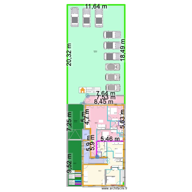 rdz 1.3. Plan de 33 pièces et 406 m2