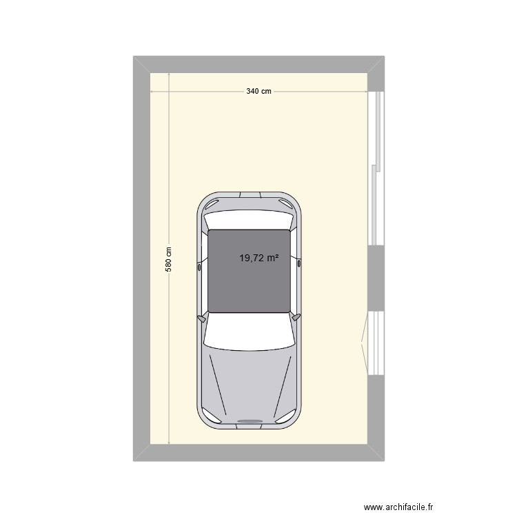 garage. Plan de 1 pièce et 20 m2