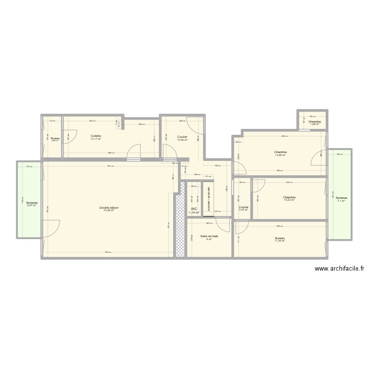 IRIS G25. Plan de 14 pièces et 135 m2