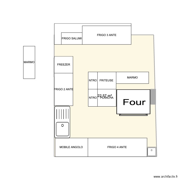 LICCHITA. Plan de 1 pièce et 23 m2