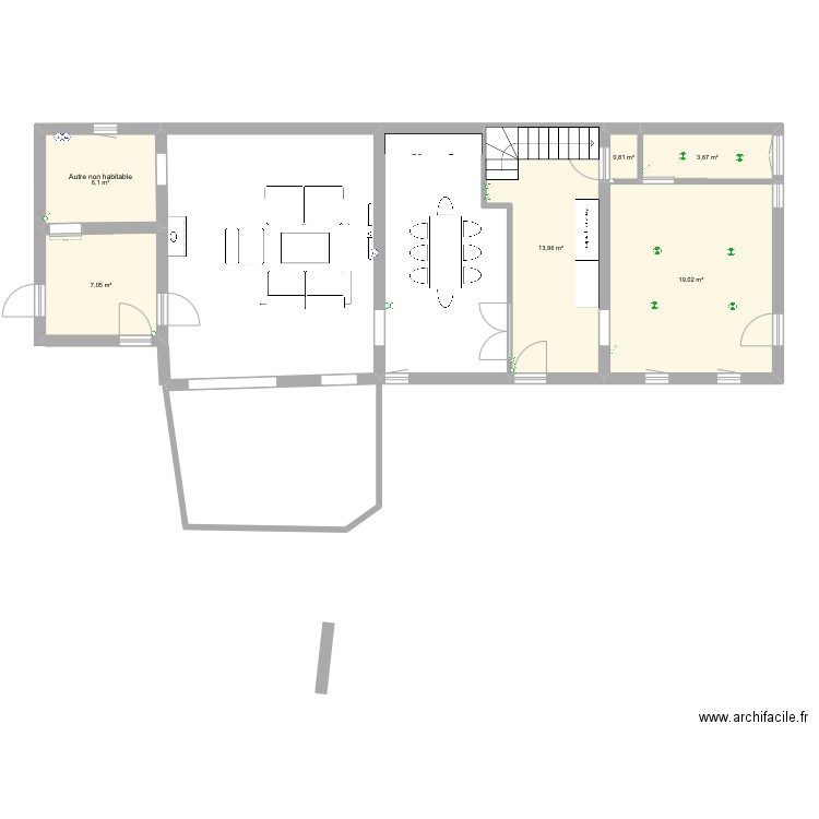 LA BOURRIERE. Plan de 6 pièces et 51 m2