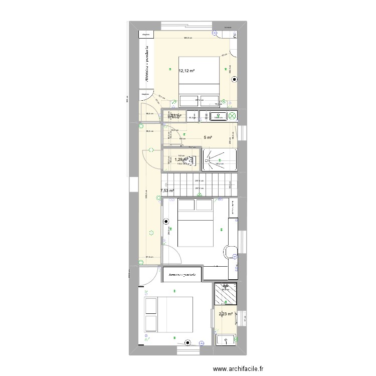 sgxv. Plan de 2 pièces et 20 m2