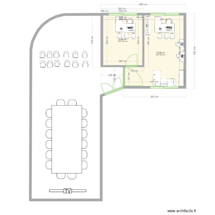 fare ora tahuata non meublé. Plan de 2 pièces et 26 m2