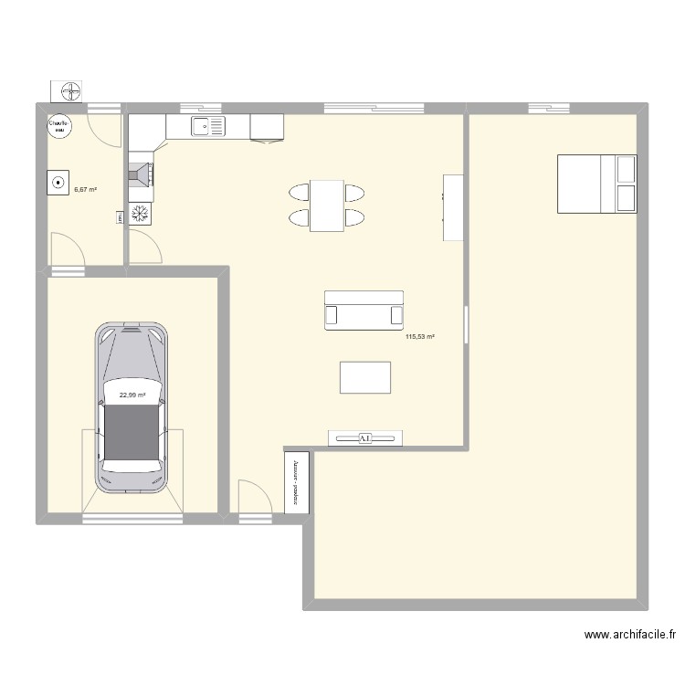 Ma maison de Ste Cécile. Plan de 3 pièces et 145 m2