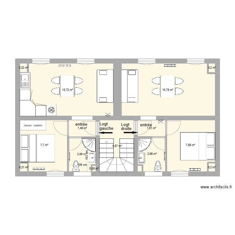 AMENAGEMENT. Plan de 14 pièces et 63 m2