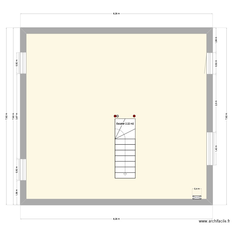 sous sol vide. Plan de 1 pièce et 55 m2