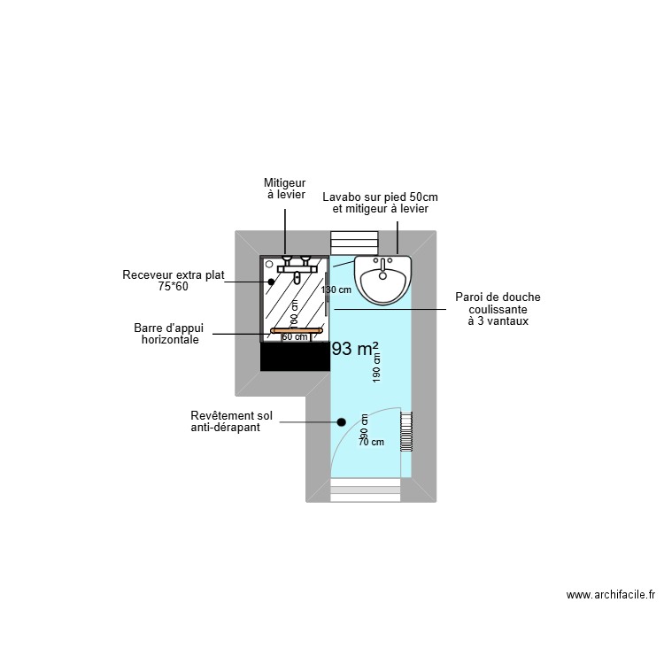 Projet AIDAT . Plan de 1 pièce et 2 m2