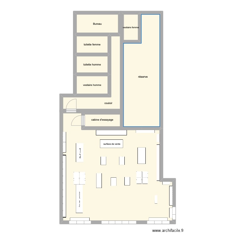 plan magasin. Plan de 9 pièces et 113 m2