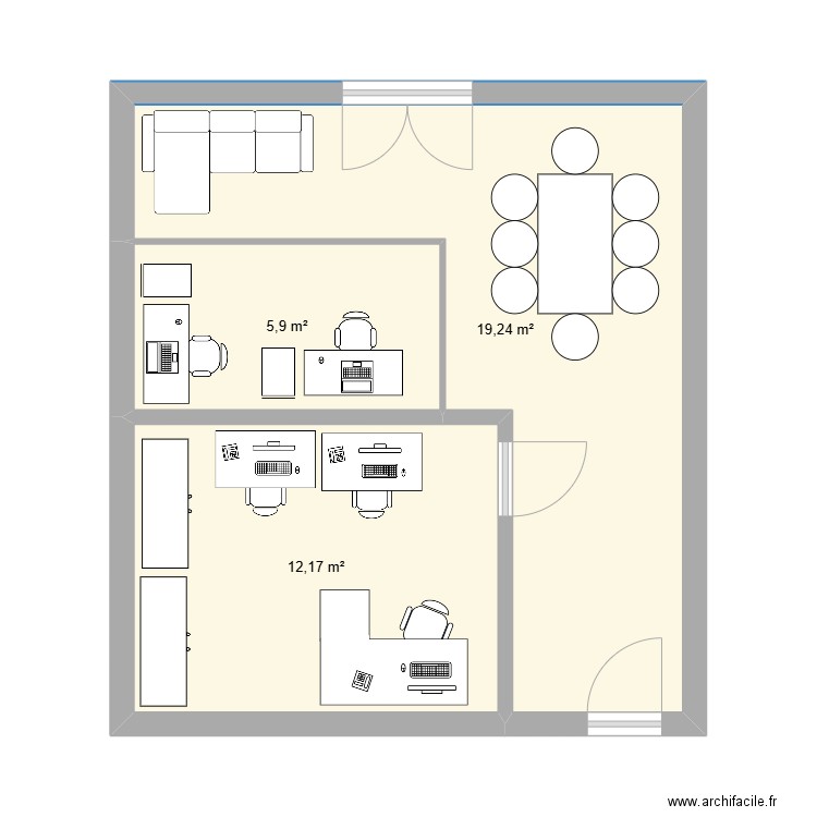 TEST. Plan de 3 pièces et 37 m2