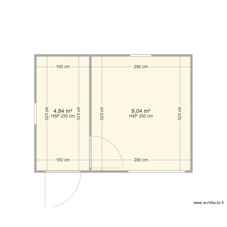 Abri Jardin. Plan de 2 pièces et 14 m2