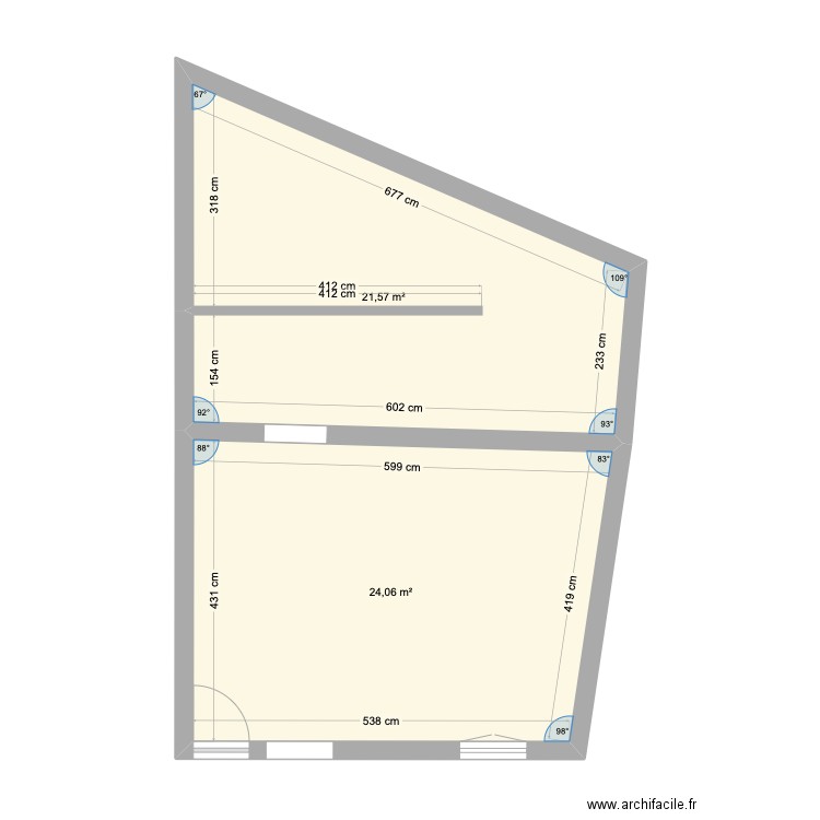 T1 LUXEUIL. Plan de 2 pièces et 46 m2