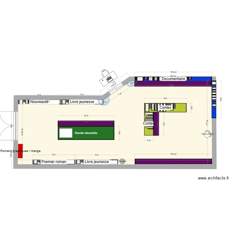 Schéma école. Plan de 1 pièce et 59 m2