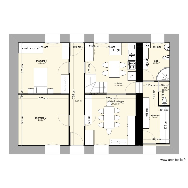 maison-1. Plan de 9 pièces et 166 m2