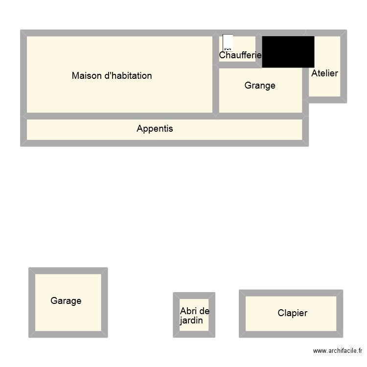 vouillon dependance. Plan de 8 pièces et 67 m2