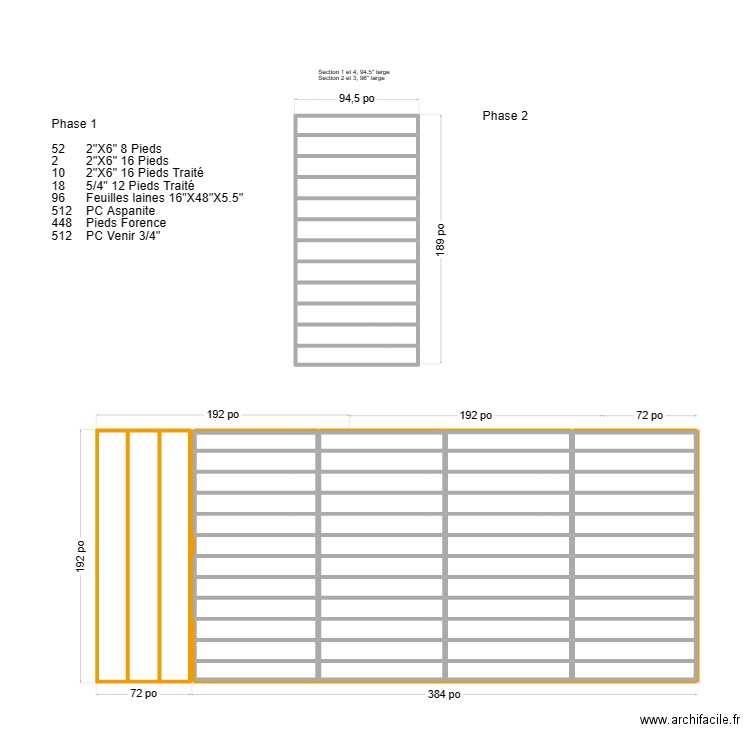 Plancher RDC 16X32. Plan de 63 pièces et 59 m2