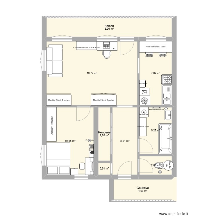 Plan_Appartement_Mickael_00. Plan de 10 pièces et 66 m2