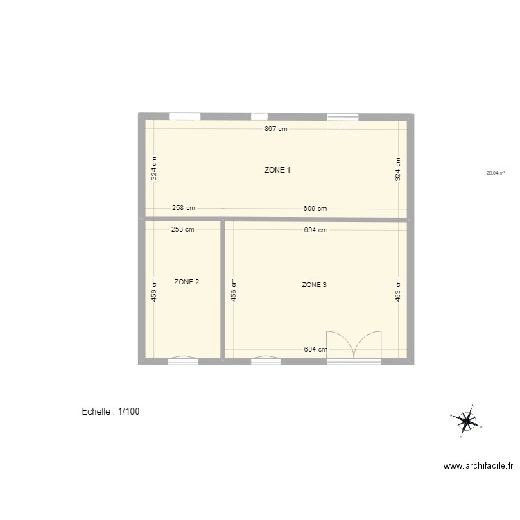 ATBAT TOITURE M-C-2. Plan de 3 pièces et 67 m2