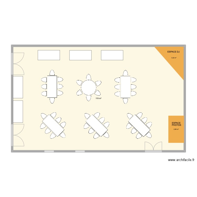 SALLE MARIAGE. Plan de 1 pièce et 119 m2