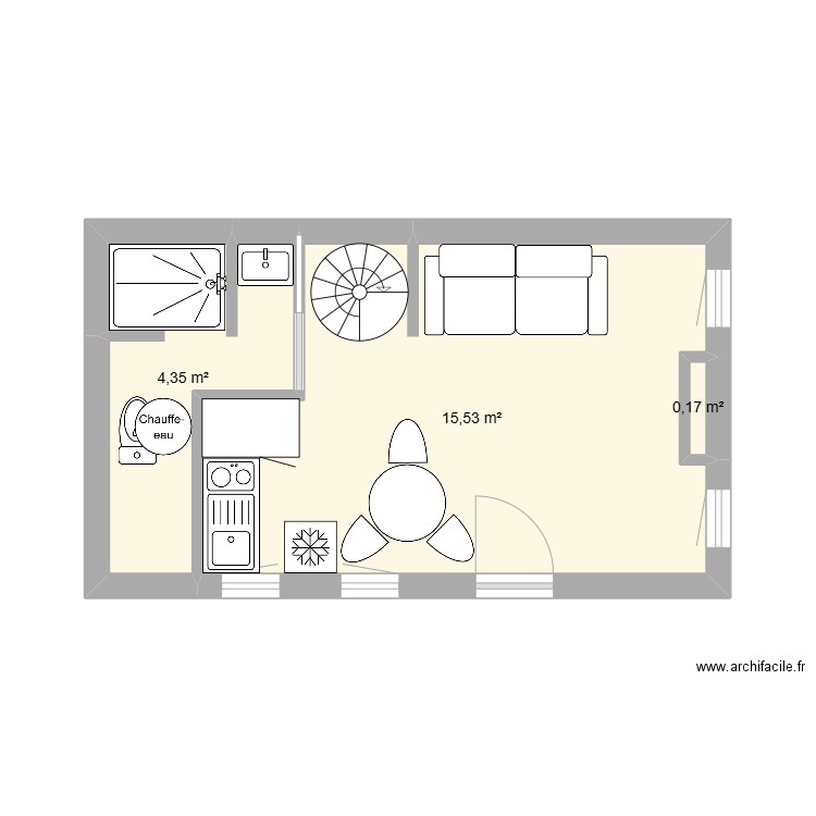 Maison SALOME. Plan de 3 pièces et 20 m2