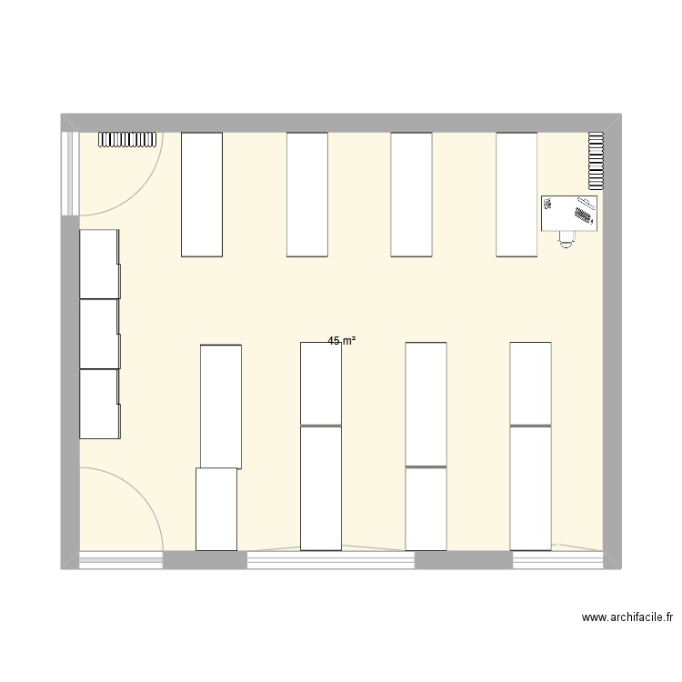 Plan du laboratoire modulaire. Plan de 1 pièce et 45 m2